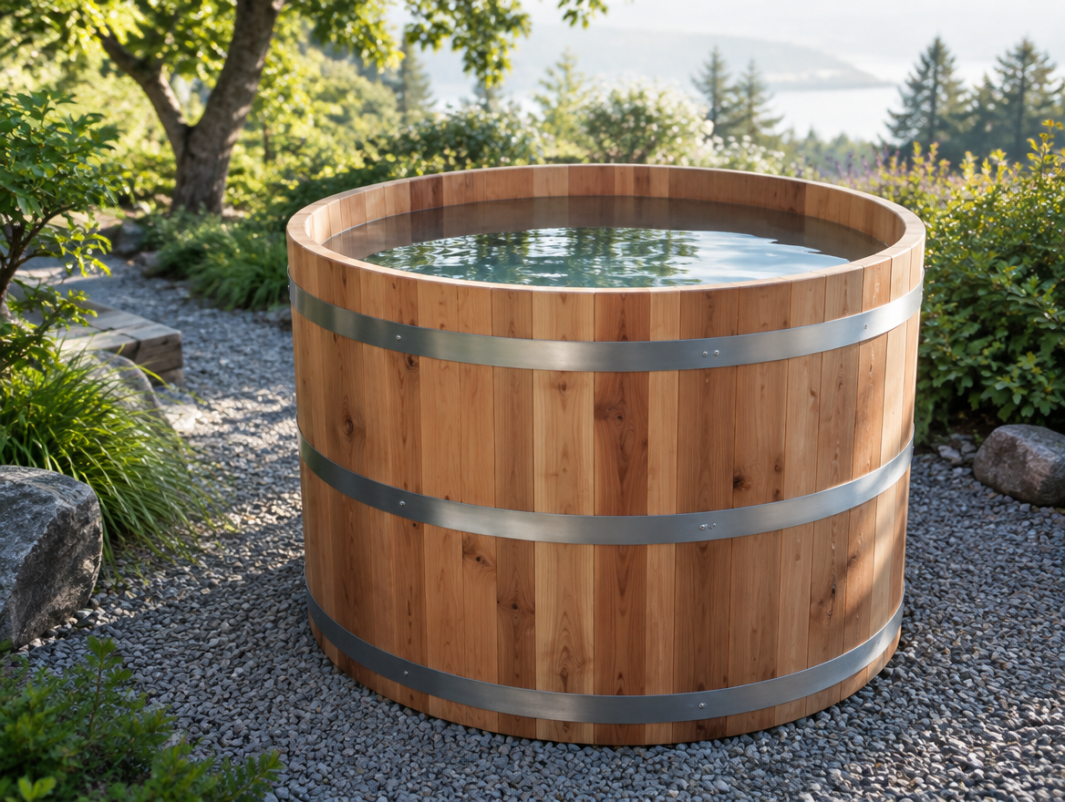 Polarwell 246 Wooden Barrel Cold Plunge, 100 cm